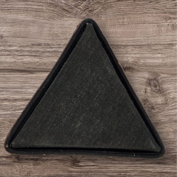 Handmade Leather Triangle Trinket Jewelry Box Woven Lid Indonesia 5" Gift - Picture 5 of 9